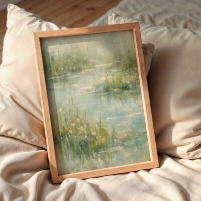 abstract-pond-art-frame-on-the-bed