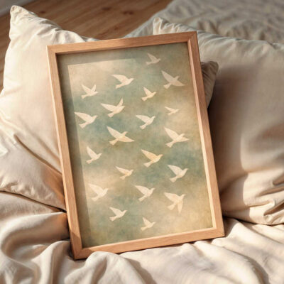 birds-in-flight-wall-art-frame-on-the-bed