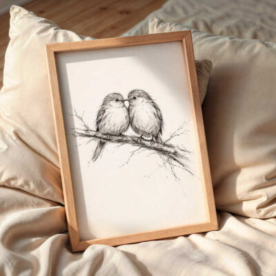 love-birds-art-frame-on-the-bed