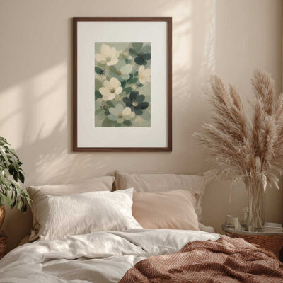 Minimalist Sage Green Floral Wall Art