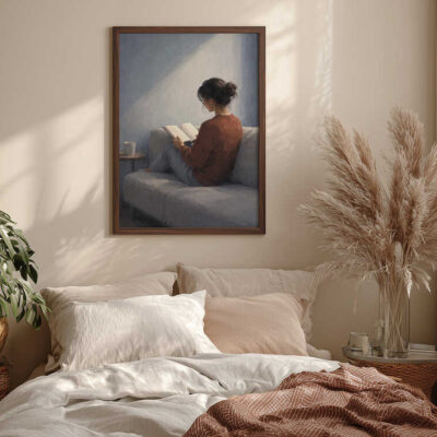Woman Reading in Bed Wall Art
